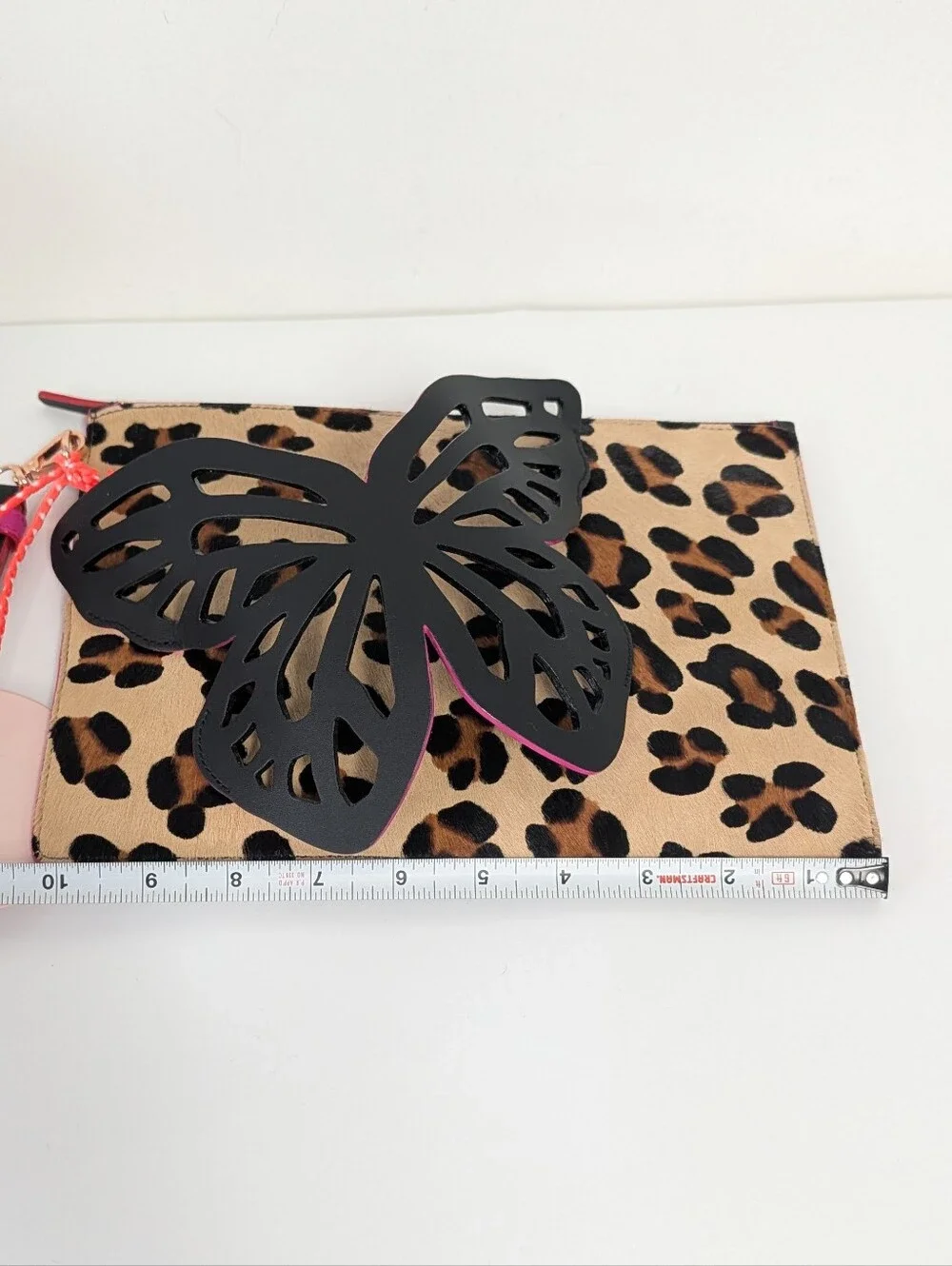 NWT Sophia Webster Flossy Leopard Fuchsia butterfly clutch